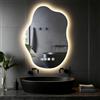 wowspeed Specchio da bagno con luci LED da parete, design a nuvola, specchio bagno con luce, antiappannamento, dimmerabile in 3 colori, LED, vetro temperato HD, specchiera intelligente, 70 x 50 cm