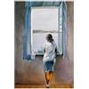 LIFKNVN Ragazza alla finestra, dipinto su tela, poster, Salvador Dali, arte murale, donna, mare blu, quadro per soggiorno, arredamento casa, 40x60 cm, senza cornice.