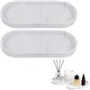 Novocloud 2 Pezzi Vassoio da Bagno in Silicone (Marmo Bianco, Ovale) | Effetto Marmo Vassoio Portaoggetti Bianco Cosmetici Vassoios da Portata Porta Profumi Vassoio Decorativo