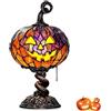 Yntegrity Lampada da tavolo in vetro macchiato della zucca di Halloween, luce | Decorazione di Halloween in stile vetro colorato, perfetta per scrivania, camera da letto e soggiorno