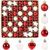 Superum Set di 62 Palline di Natale Piccole,Stelle e Cuori-3 CM Palle Natalizi Plastica Infrangibili Rosso Bianco Mini Palline Di Natale con Confezione Regalo,Addobbi Natalizi Albero Christmas Ball con Gancio