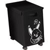 NonMiFyR Carrello Multiuso Sottotavolo, Contenitore Portaoggetti con Coperchio su Ruote, Cesto Portaoggetti Pieghevole in Tessuto Oxford, Cesto Portabiancheria, Black Bunny L