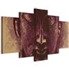 B&D XXL - Quadri Moderni per Camera da Letto Matrimoniale, Buddha 200x100cm | Chiodi Inclusi, 5 Pezzi, Quadro Moderno, Componibili, Decorazione da Parete, Resistenti Allo Sbiadimento, Produzione Europea