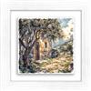 Lupia - Quadro moderno con paesaggi e localismi italiani, Ceramica e Stampa Rilievo, Cornice Legno Shabby Modern bianca, Decorazione Parete, Quadretti Soggiorno, 29x29 cm, PUGLIA PAESAGGIO SALENTINO