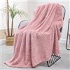 Exclusivo Mezcla Coperta in Pile, Leggero, Reversibile, Morbido, 130x170 cm | per Divano, Letto e l'Aperto, Copriletto Multi-Uso, Jacquard a Chevron, Tutte le Stagioni, Rosa