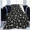 Perinsto Coperta in pile con zampe e ossa di cane, ultra morbida e calda, per tutte le stagioni, con impronte di animali, per letto, sedia, auto, divano, camera da letto, 203 x 152 cm