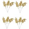 MUSISALY 12Pezzi Bacche Natalizie Artificiali Oro in Plastico | Decorazioni per Alberi di Natale, Rami e Composizioni, Uso in Casa e Matrimoni, Effetto Realistico