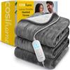 Cosi Home Coperta termica elettrica 200 x 150 cm - spegnimento automatico, protezione dal surriscaldamento, lavabile, in sherpa e pile, 10 livelli di riscaldamento con telecomando - Grigia