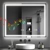 HOMCOM Specchio da bagno illuminato con orologio LED 100x80 cm Argento | Specchio a parete, musica Bluetooth, funzione memoria, 3 colori luce, antiappannamento, interruttore touch