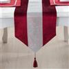 Odot Tinta Unita Runner Tavola Moderno Runner da Tavolo in Velluto, Tovaglie Runner Tavolo con Nappe, Decorativo Panno per Interni, Cucina, Feste, Decorazione (32x180cm,Rosso)