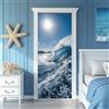 arricraft 2 adesivi per porta 3D, 31,5 x 78,7, motivo raging onde, blu oceano, cielo blu, decorazioni per porte, pareti in PVC, carta da parati rimovibile per camera da letto