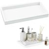 WUBAYI Vassoio bianco per bagno - vassoio rettangolare per trucco/gioielli - elegante organizzatore cosmetico per toeletta/piano cucina