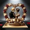 DUOYUN Statuetta 2D Gotica con Teschi per Coppie Personalizzata con Nomi | Ornamento da Scrivania in Legno con Teschi per Coppie e Nomi Incisi,per Halloween e Decorazioni in Stile Gotico