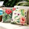 DecorMommt Federe Cuscini Divano 40 x 40 CM Impermeabile Esterno Federe Cuscino Decorativi Copricuscini Divano Fiori Colorata Foglia di Monstera Lino Federe Cuscini Per Soggiorno Giardino Terrazza 2 Pezzi