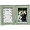 Hampton Frames Paloma cornice portafoto doppia 2x 10x15 cm, stile shabby chic, legno MDF verde salvia, effetto invecchiato, autoportante, vetro protettivo