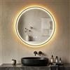 Yelyee Specchio da Bagno con Illuminazione, Rotondo, Anti-appannamento, 60 cm, con Interruttore Touch, 3 Colori di Luce, Dimmerabile - Specchio con Illuminazione con Bordo Nero.