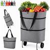 GHHYLEMIZE Borsa trolley pieghevole per la spesa, carrello 2-in-1, portatile da 23 l, Borsa Shopping con Ruote Pieghevole Oxford, per commissioni quotidiane, gite al mercato del fine settimana e gite in famiglia