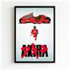 Generico Poster Akira, Stampa Anime Giapponese con Cornice Nera, Motocicletta Rossa, Stile Minimalista