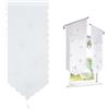HOMSFOU Tenda Triangolare Ricamata 120x60 in Poliestere, Bianca | Finestra, Scorrevole e Leggera, Stile Artistico per Camera da Letto e Soggiorno, 1 Pezzo