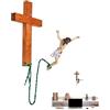 Husoiuy Croci da parete Bungee Jumping Gesù | Decorazione da parete in legno | Figura di Gesù Cristo in resina | Decorazione a croce pasquale come decorazione da parete - Presepe per interni a Pasqua
