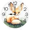 Geroclonup Orologio da parete con animali, funzionamento a batteria, senza ticchettio, silenzioso, al quarzo, analogico, rustico, carino, volpe, fattoria, rotondo, decorazione per casa, cucina,