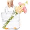 Exquilnova Vaso grande in vetro, trasparente, con manico, vaso in vetro fatto a mano, decorazione moderna, per fiori, frutta, pesce piccolo