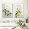TROYSINC Set di 2 immagini di limoni estetici poster vintage limone, immagine da parete italiana, decorazione da parete per soggiorno, senza cornice (40 x 50 cm, A)