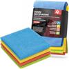 VENTUX GEAR Panni auto in microfibra 4 pz 40x40 cm per vetri, lucidatura e asciugatura | Assorbe 8 volte il proprio peso - Resiste a 300 lavaggi - Non graffia la vernice - Bordo rifinito