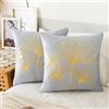 ETOLISHOP Set di 2 Federe per Cuscini 40x40 Grigio Federe Cuscini Divano Moderno Copricuscini Divano Oro Ginkgo Biloba Arte Astratta Modello Copricuscini in Velluto Fodere per Cuscini per Soggiorno