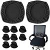 KARIDER Set da 2 Fodere per Sedie da Ufficio, Rivestimento per Sedia da Ufficio Nero 47-50 cm, Coprisedia Elasticizzato e Lavabile con 8 Chiusure a Strappo per Sedie da Computer