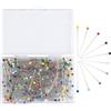 Carehabi Spille da cucito, 300 pezzi per sartoria a testa rotonda, cucito, colore misto per merceria,Patchworkde, cucito e artigianato, 38 mm/testa in vetro da 3 mm
