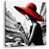 Artenor Quadro Accenti in Rosso Caffè con vista, 60 x 60 cm - Made in Italy, Quadri Moderni Soggiorno, Camera da Letto, Cucina, Poster da Parete, Decorazioni Casa