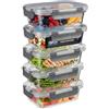 Igluu Meal Prep Contenitori Vetro per Alimenti (Set da 5) - 640ml | Coperchio Ermetico e Senza BPA - Adatti a Forno, Friggitrice ad Aria, Microonde, Freezer e Lavastoviglie - Vetro Borosilicato