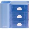 Colourbook Cubby - Organizer Scrivania 3 Cassetti, Mini Cassettiera Portaoggetti, Porta Minuteria (Celeste)