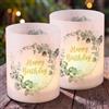 NatNarr 14 portacandele decorativi da tavolo per compleanno, Happy Birthday, lanterne di eucalipto, decorazione da tavolo, centrotavola 8 x 10 cm, per uomini, ragazze, ragazzi, bambini, compleanno