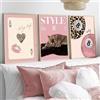 BeiYiHo 3 quadri decorativi da parete leopardo poster rosa moderno palla da biliardo 8 leopardo poster da parete pop art stampa su tela decorazione camera da letto adolescente adulto regalo 30 x 40 cm