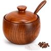 Uadme Barattoli Sale Zucchero Caffè, Porta Sale con Cucchiaino, Contenitore Legno con Coperchio per Conservare Sale Zucchero Pepe Spezie