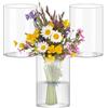 VEGOATY 3 vasi di vetro alti, altezza 15 cm, 10 cm, cilindro trasparente con fondo, ampia apertura, vaso di vetro borosilicato, ideale per decorare tavolo, candele, tulipani, rose, ecc