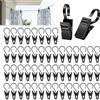 ikBrtaiay 50 mollette per tende in acciaio inox, colore nero | Ganci a morsetto in metallo, clip per tende da doccia, foto, catene luminose, anelli per tende con clip