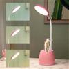 ZMCVOE Lampada Scrivania Bambina, Dimmerabile Lampada Da Scrivania Bambina con Portapenne e Supporto per Telefono per Alla Lettura e All'apprendimento (Rosa)