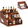 Sonhomay Scaffale espositore per Bottiglie di liquore a 3 Livelli | in legno rustico, organizer per sciroppo da caffè,portabottiglie per vino,scaffale da banco,supporto per stazione da caffè