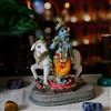 BangBangDa Statua di idolo indiano del Signore Krishna - 14,5 cm H Dio indù Krishna Murit per il tempio domestico Puja Diwali Regalo per uomo indiano donna amico Mandir altare Pooja articolo
