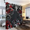 Generic Tende Oscuranti Termiche Splendido, erba riccia, fiori Stampate per Soggiorno e Camera da Letto Moderne Interni con Occhielli 70L x 145A cm (2 Pannelli) decorazione elegante Rosso Nero