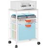Marbrasse Supporto per Stampante con Ripiano Portaoggetti,3-Livelli Carrello Grande su Ruote con Cassetti per Armadietti Porta Documenti per Stampante 3D,Telefono Cellulare,Ufficio Domestico(Bianco)