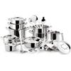 Lagostina Sfiziosa, Set di Pentole Acciaio Inox 18/10, 24 Pezzi | Fondo Lagoseal Plus Triplo Strato, Con 5 Casseruole, 3 Pentole, Bollilatte, 8 Coperchi, 7 Utensili, Induzione, Gas e Forno