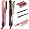 Shark SilkiPro Straight Piastra + asciugacapelli 2 in 1, con custodia termoresistente - Petalo di rosa [HT401EUPK]