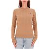 Polo Ralph Lauren Maglione cammello girocollo a trecce in lana e cashmere