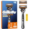 Gillette Proglide Power Rasoio Barba Manuale, 2 Lamette Uomo, Multicolore | 1 Manico, 2 Lamette di Ricambio per Rasoio Barba Uomo, Rasatura Profonda, con Doppia Lubrificazione Prima e Dopo il Passaggio