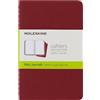 Moleskine Cahier Journal, Set 3 Quaderni con Pagine Bianche, Copertina in Cartoncino con Cucitura a Vista in Cotone, Colore Rosso, Formato Pocket 9 x 14 cm