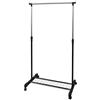 AKTIVE Max Home Appendiabiti, Altezza Regolabile, 81x44x160 cm, Portata 10 kg, Con Ripiano per Scarpe, Con Ruote, Cromato, Moderno, Nero e Acciaio, Minimalista (18804)